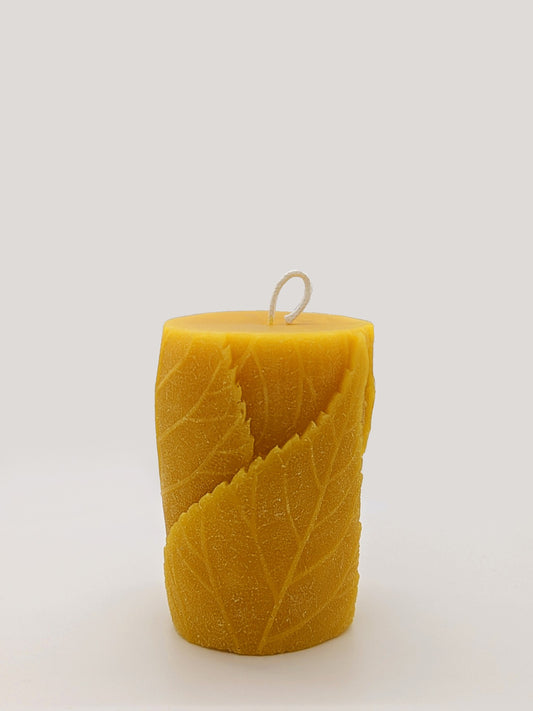 Textured Leaf Pillar Candle
