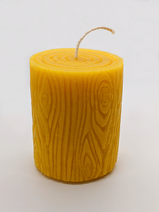 Woodgrain Beeswax Candle